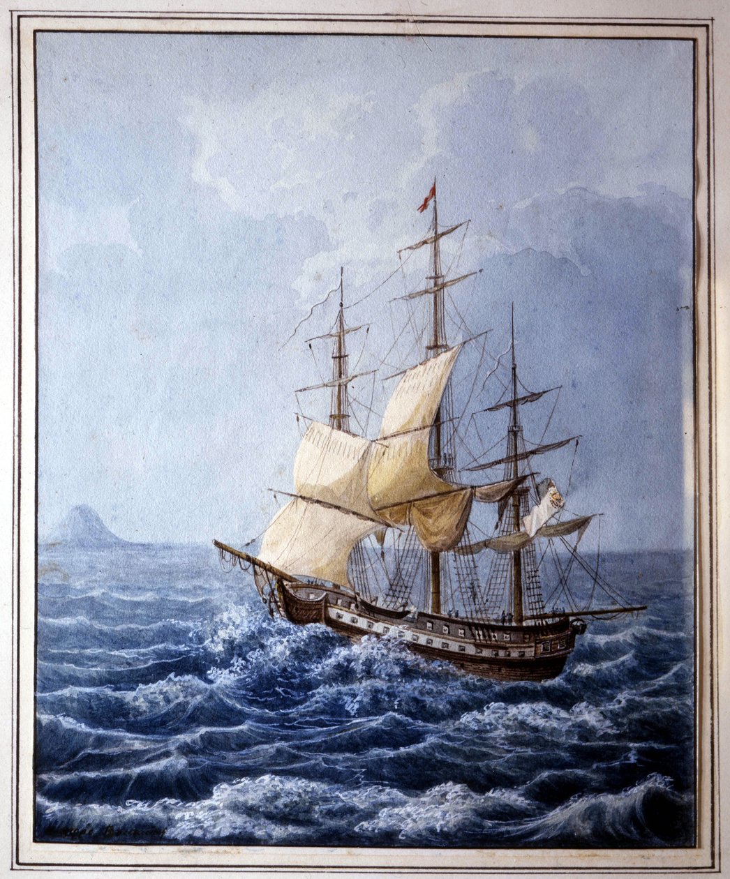 Marie Louise z Parmy na palubě plachetnice vezoucí ji do Neapole 7.10.1824, obraz od B. Boccaccia. Museo Glauco Lombardi z Parmy od Italian School