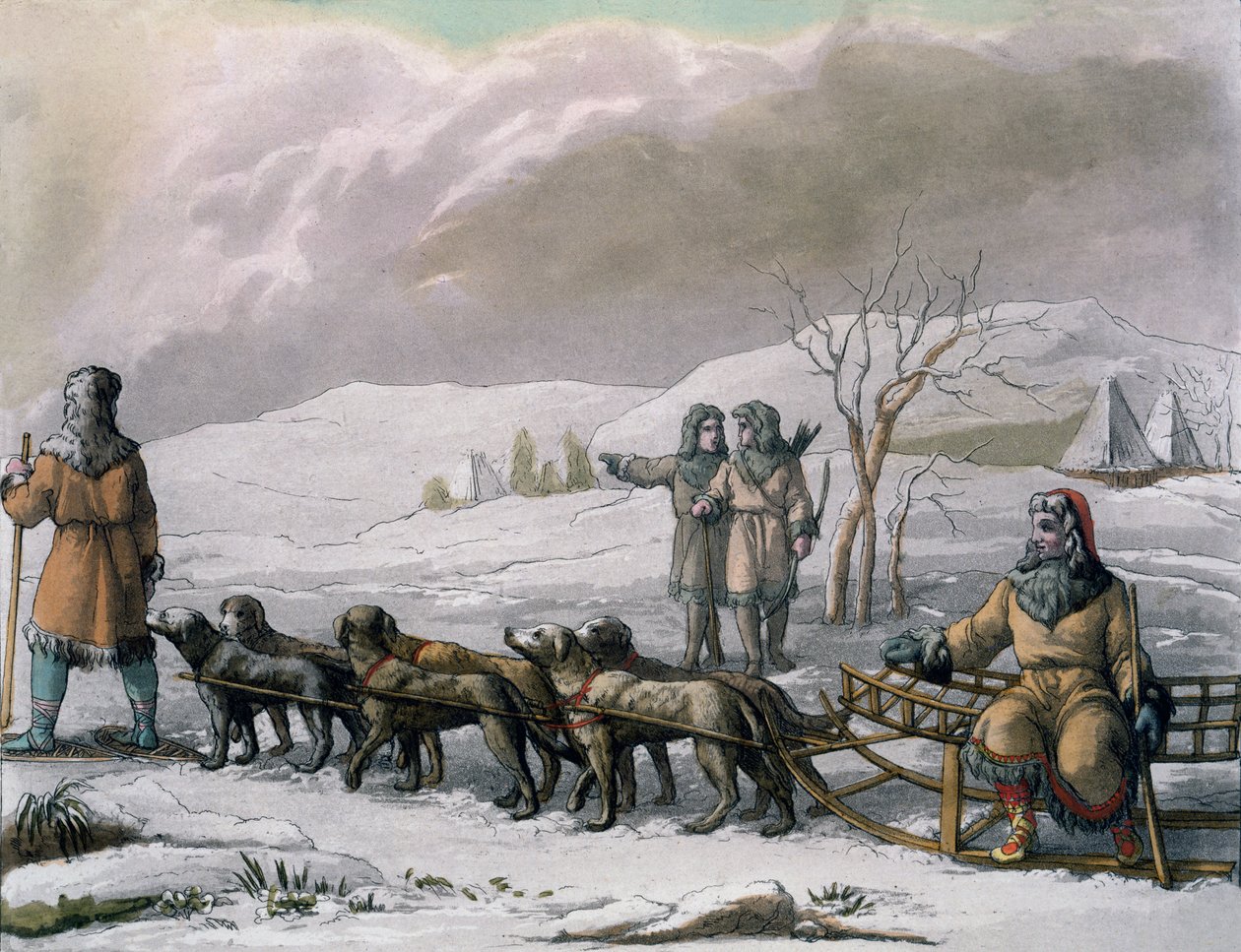 Muži z Kamčatska, se psím spřežením, z Costumi dei... Giulio Ferrario, cca 1820-30s od Italian School