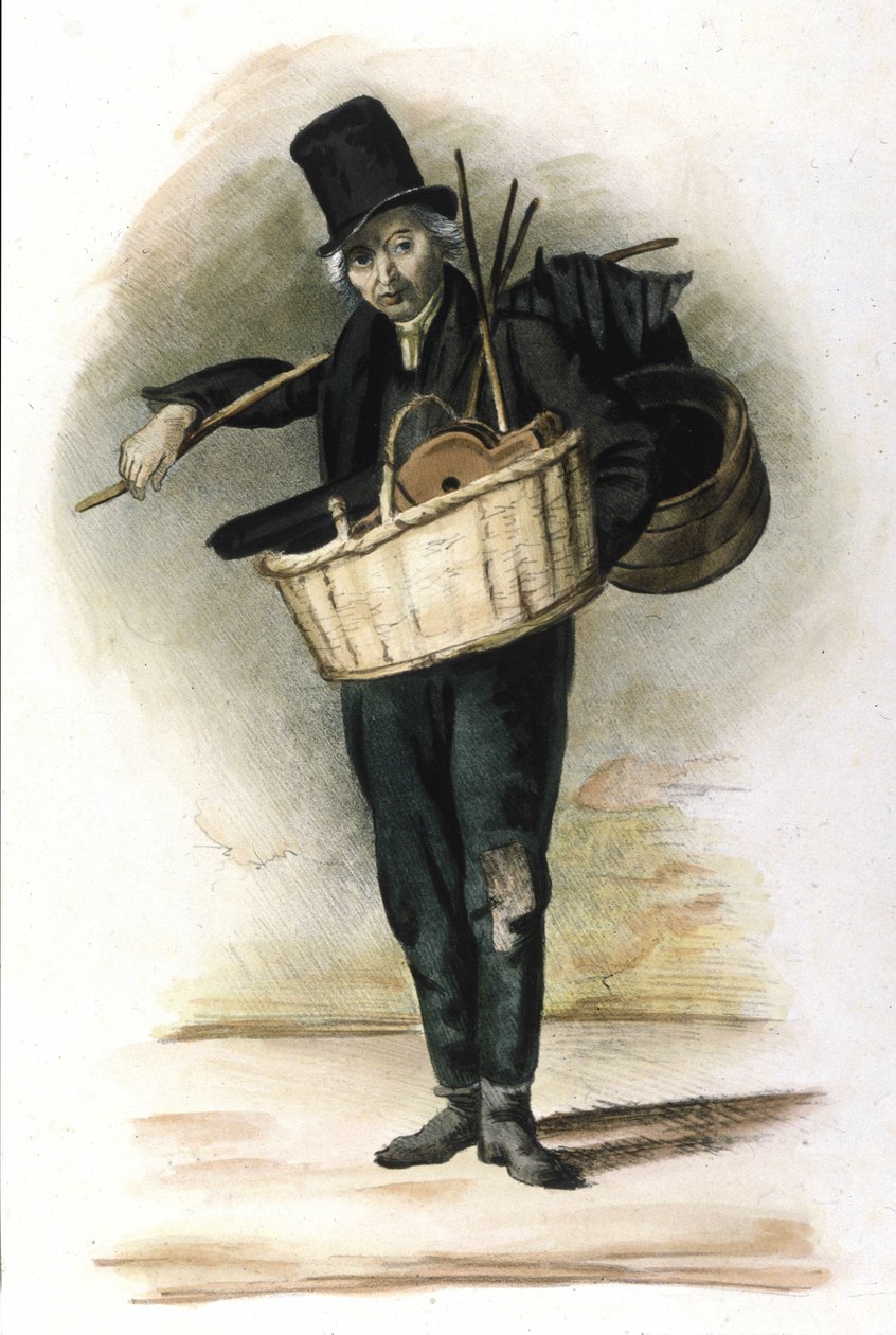Milanese Metier: opravář deštníků, deštníků a měchů. Rytina Locarna z roku 1830. od Italian School