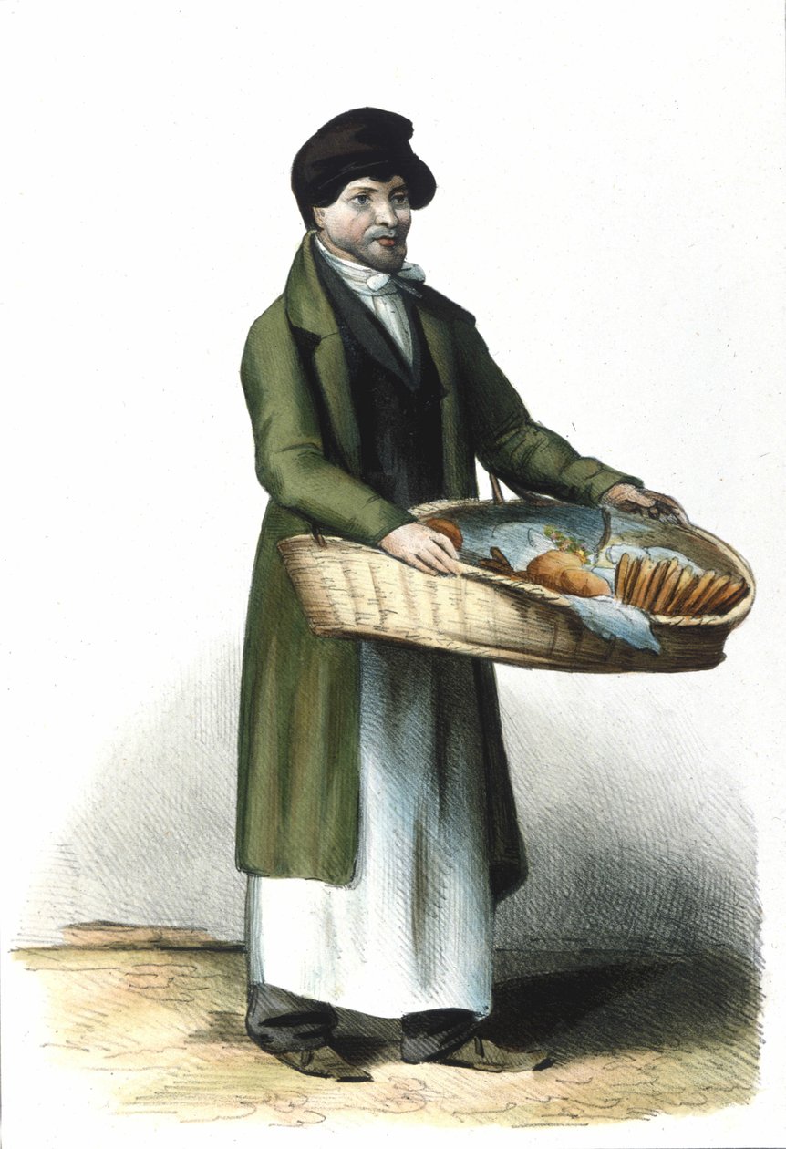 Milanese Metier: prodejce sušenek a dortů. 1830 Locarno rytina. od Italian School