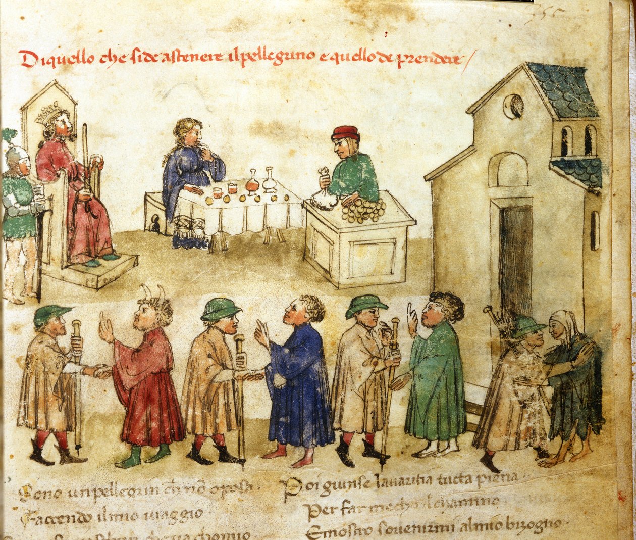 Model chování poutníků - v „“ Chronic of Sercambi “, kolem roku 1400. Národní archiv, Lucca. od Italian School