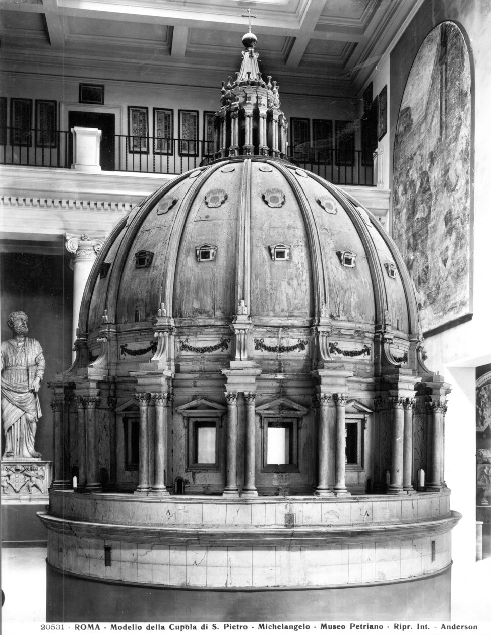 Model kupole svatého Petra, navržený Michelangelem (1475-1564) a postaven Giacomo della Porta (asi 1533-1602) v letech 1588-90 (dřevo) od Italian School