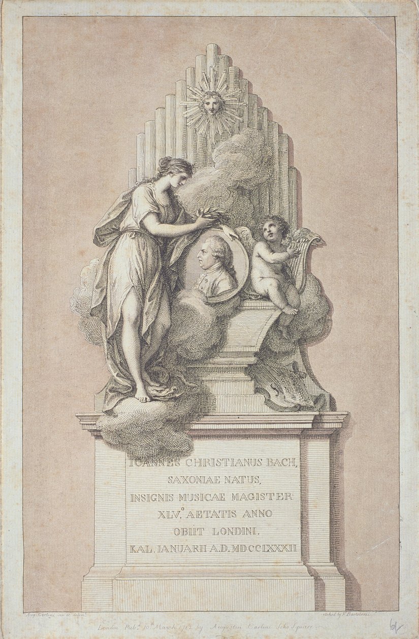 Památník Johanna Christiana Bacha (1735-1782) vyrytý Francescem Bartolozzim (1727-1815) 1782 od Italian School