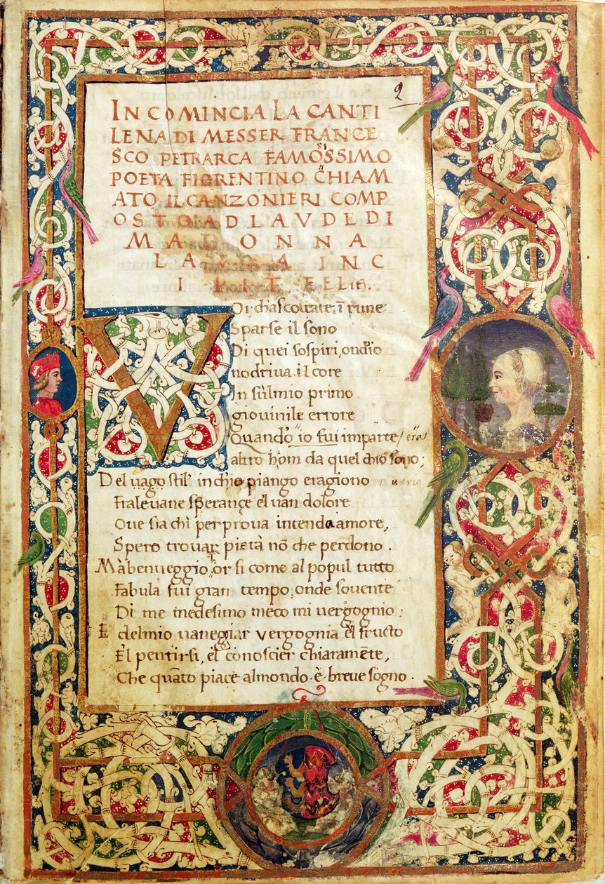 Ms.392 fol.1 Píseň na chválu Laure, z 