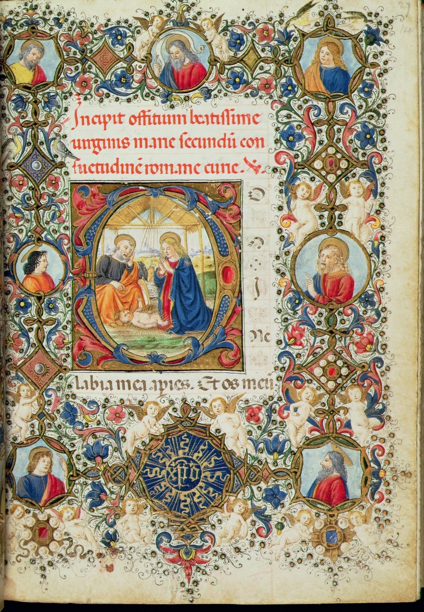 Ms 154 f.14r Klanění Ježíše Krista, z Knihy hodin, italština od Italian School