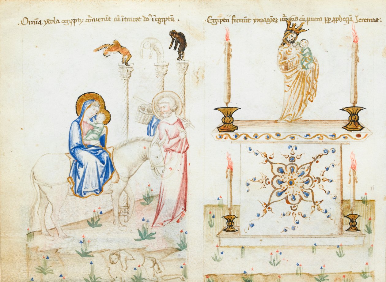 Ms 43-1950 fol. 3v Útěk do Egypta, ze Speculum Humanae Salvationis od Italian School