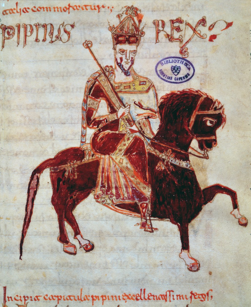 Ms 4 Jezdecký portrét Pepina (asi 773-810), italský král, 1023 od Italian School