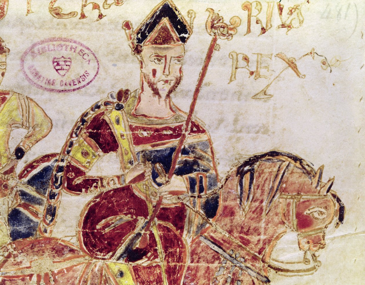 Paní 4 Lothair I (asi 795-855) na koni od Italian School