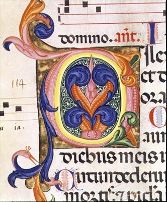 Ms 559 f.206v Historická iniciála „O“, ze žaltáře Santa Maria Novella, osvětlena Paolo Soldini (fl.1342-86) 1379 (vellum) od Italian School