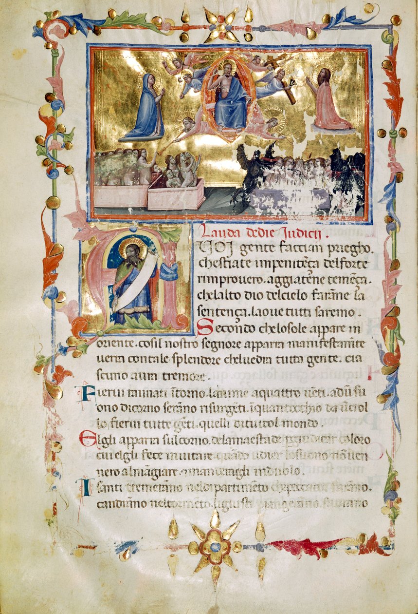 Paní B.R. 19, c. 62b, od Laudi Spirituali od Company of St Giles od Italian School