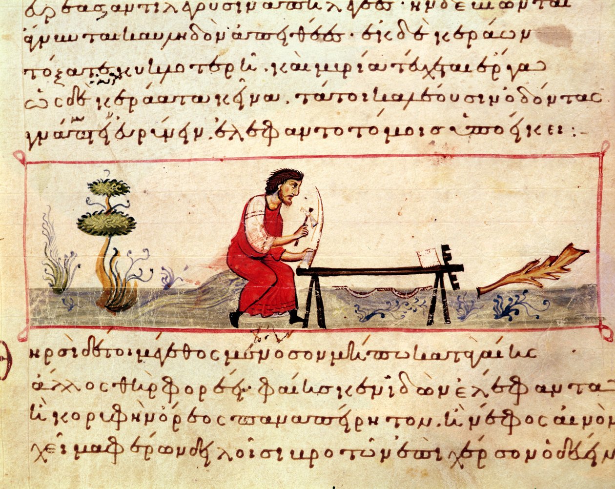 Paní Grec 479 Tradiční práce ze slonoviny, ilustrace z Cynegetica od Oppiana (tempera na pergamenu) od Italian School