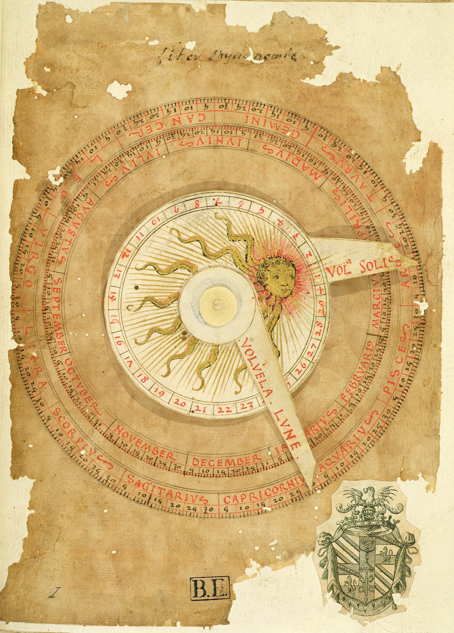 Paní Lat 696 W.8.20 fol.1r Kalendář slunečních hodin, z 