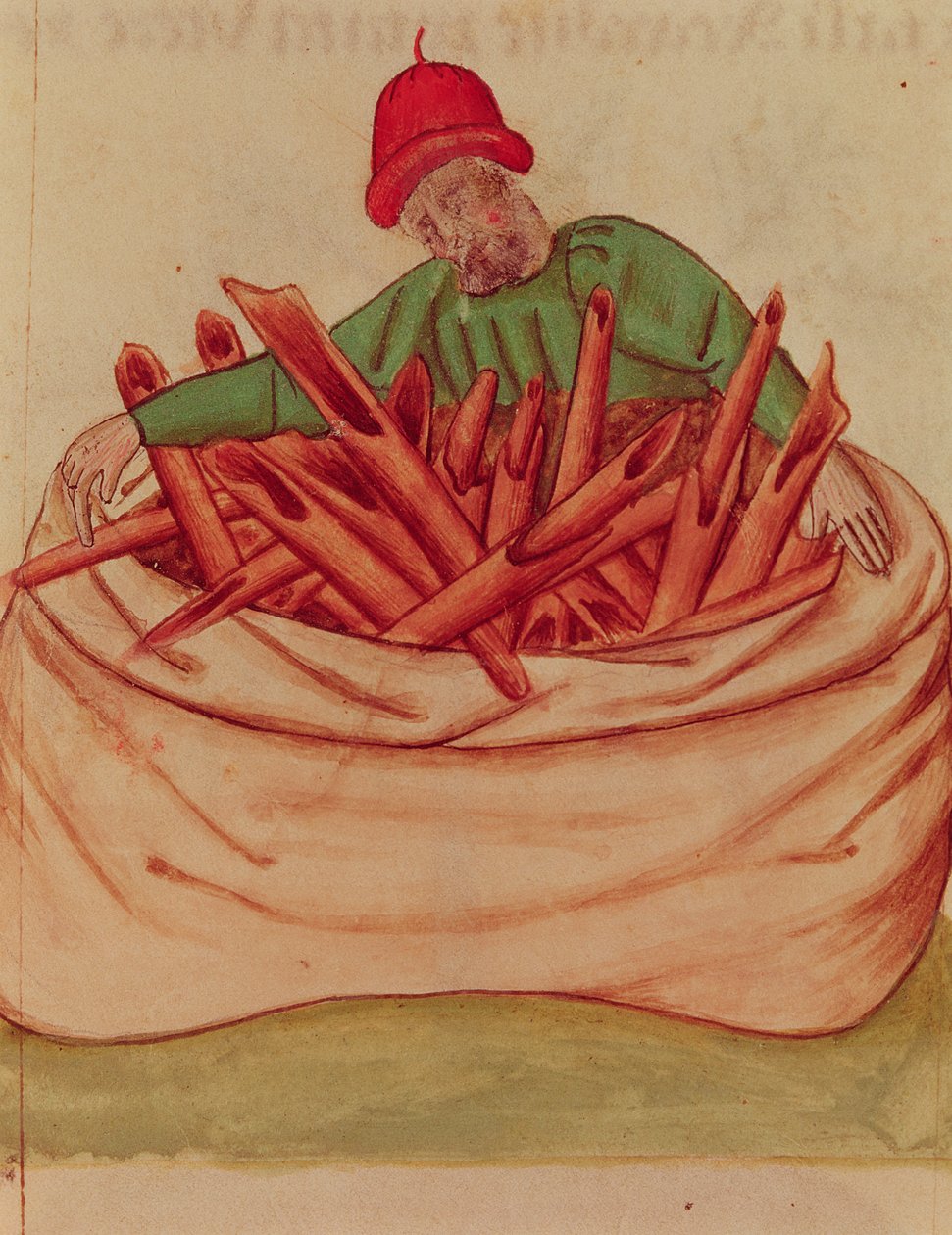 Paní Lat 993 L.9.28 Fol.36v Cinnamon Merchant, z „Tractatus de Herbis“ od Dioscorides (vellum) od Italian School