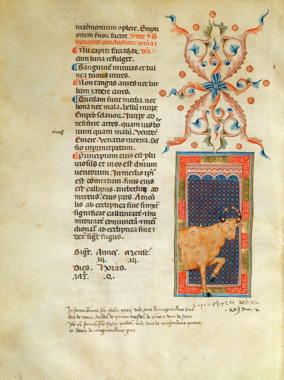 Ms Latin 7272 fol 113 Světelná stránka kalendáře na duben od Italian School