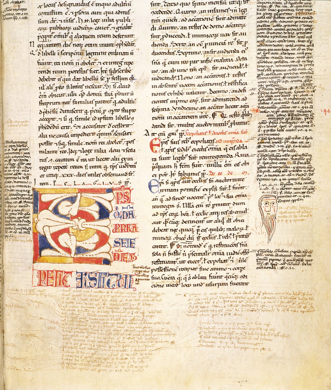 Ms. McClean 135, f.96r: detail historizující iniciály C ve tvaru rostliny z Gratians Decretum, konec 12. stol. od Italian School