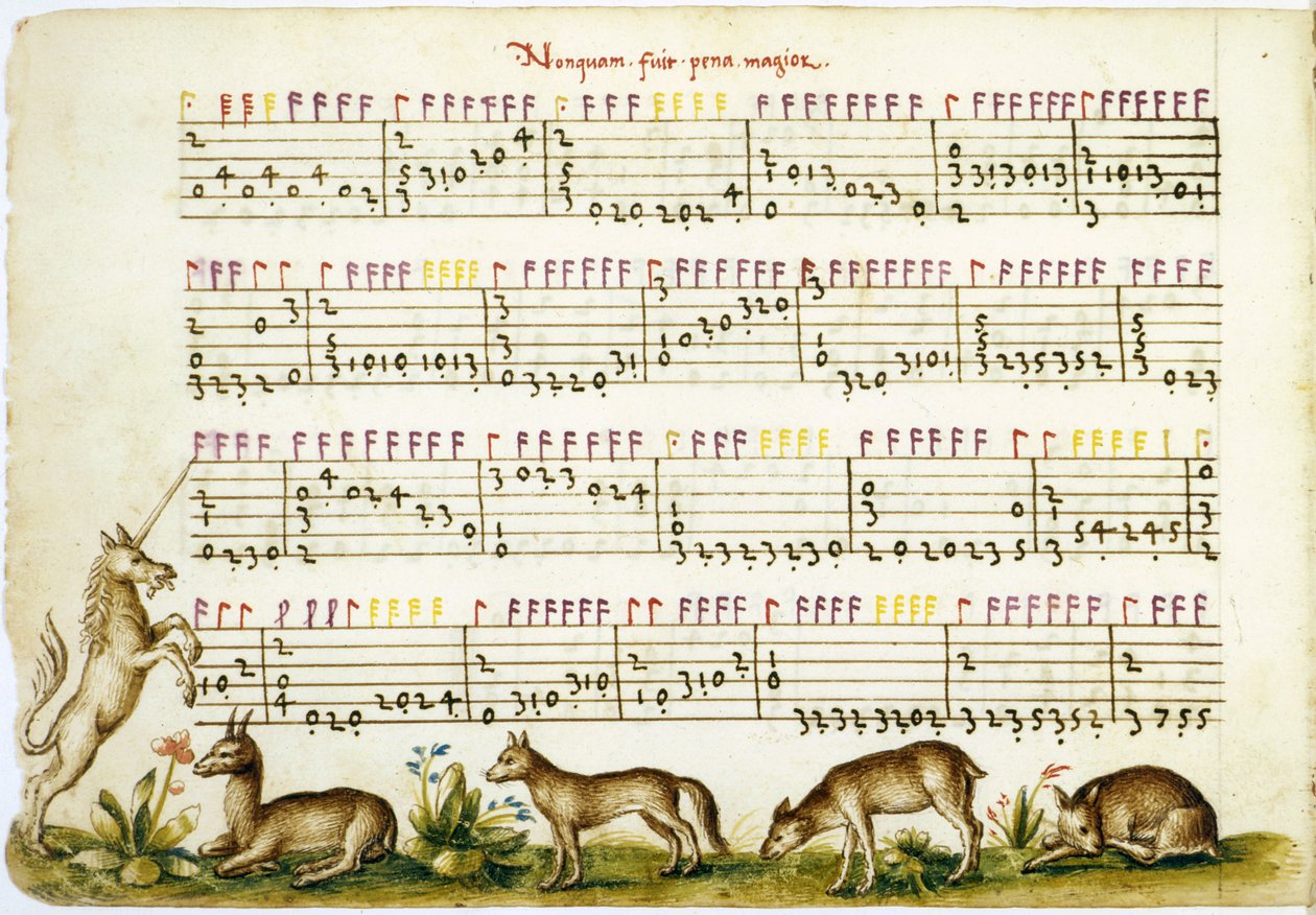 Notový zápis z díla Compositione di Meser Vincenzo Capirola, jehož autorem je Vincenzo Capirola (1474-1548) od Italian School