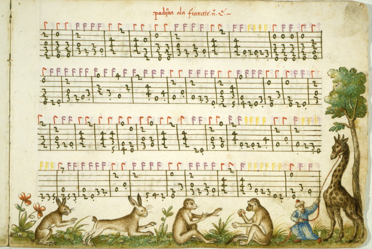 Notový zápis z díla Compositione di Meser Vincenzo Capirola, jehož autorem je Vincenzo Capirola (1474-1548) od Italian School