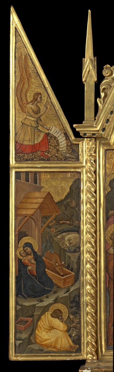 Narození Páně s Andělem Zvěstování – nahoře (levý panel), cca 1330-70 (tempera na panelu) od Italian School