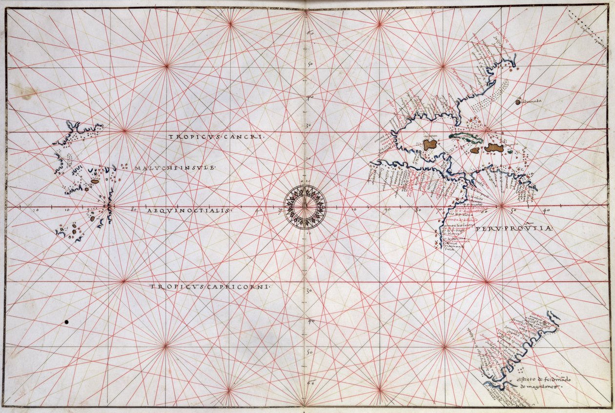Námořní mapa Tichého oceánu a Střední Ameriky (tisk) od Italian School