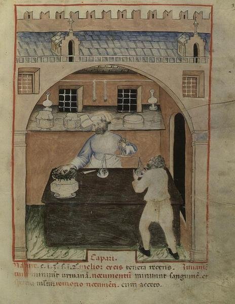 Nouv Acq Lat 1673 fol. 39 Prodejce sušeného masa, od 