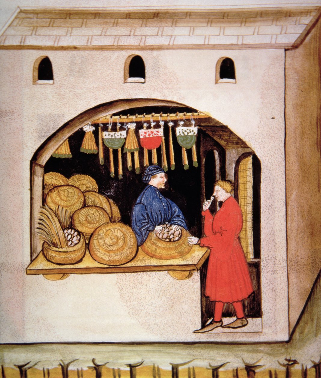 Nova 2644 fol.56v Prodej sušených fíků, od Tacuinum Sanitatis od Italian School