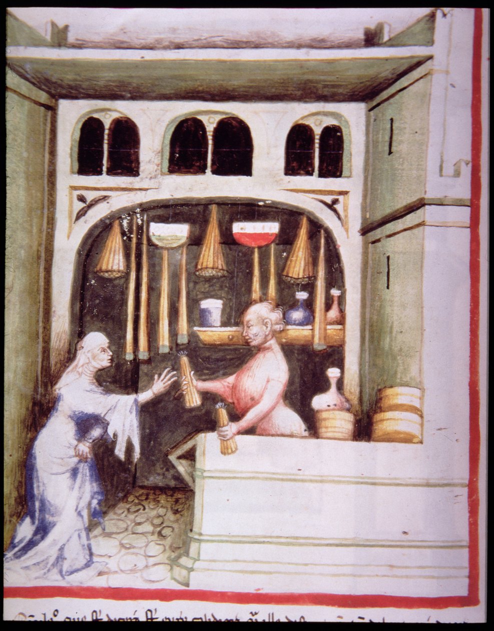 Nova 2644 fol.95v The Candle Shop, od Tacuinum Sanitatis od Italian School