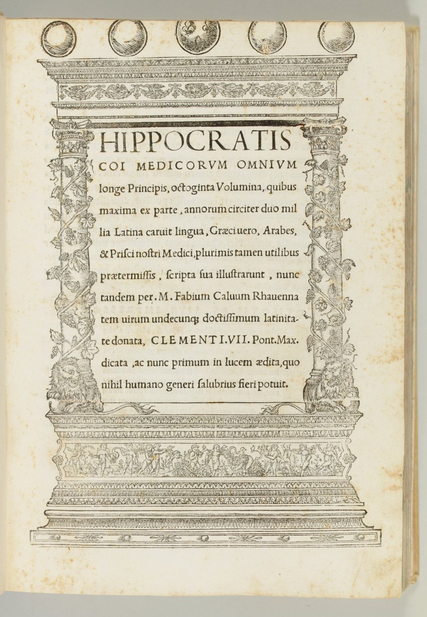 Osmdesát svazků, Hippokratův korpus přeložený z řečtiny do latiny Marcusem Fabiem Calvusem (asi 1440-1527), Řím: Franciscus Minutius Calvus od Italian School