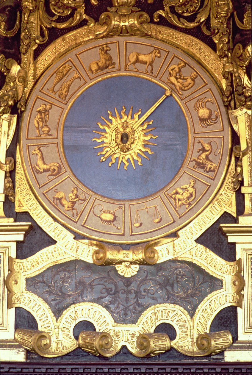 Orologio Zodicale (hodiny zvěrokruhu) (freska a zlacené dřevo) od Italian School