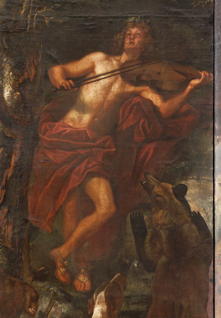 Orfeus okouzlující zvířata hudbou, mýtus o Orfeovi od Italian School