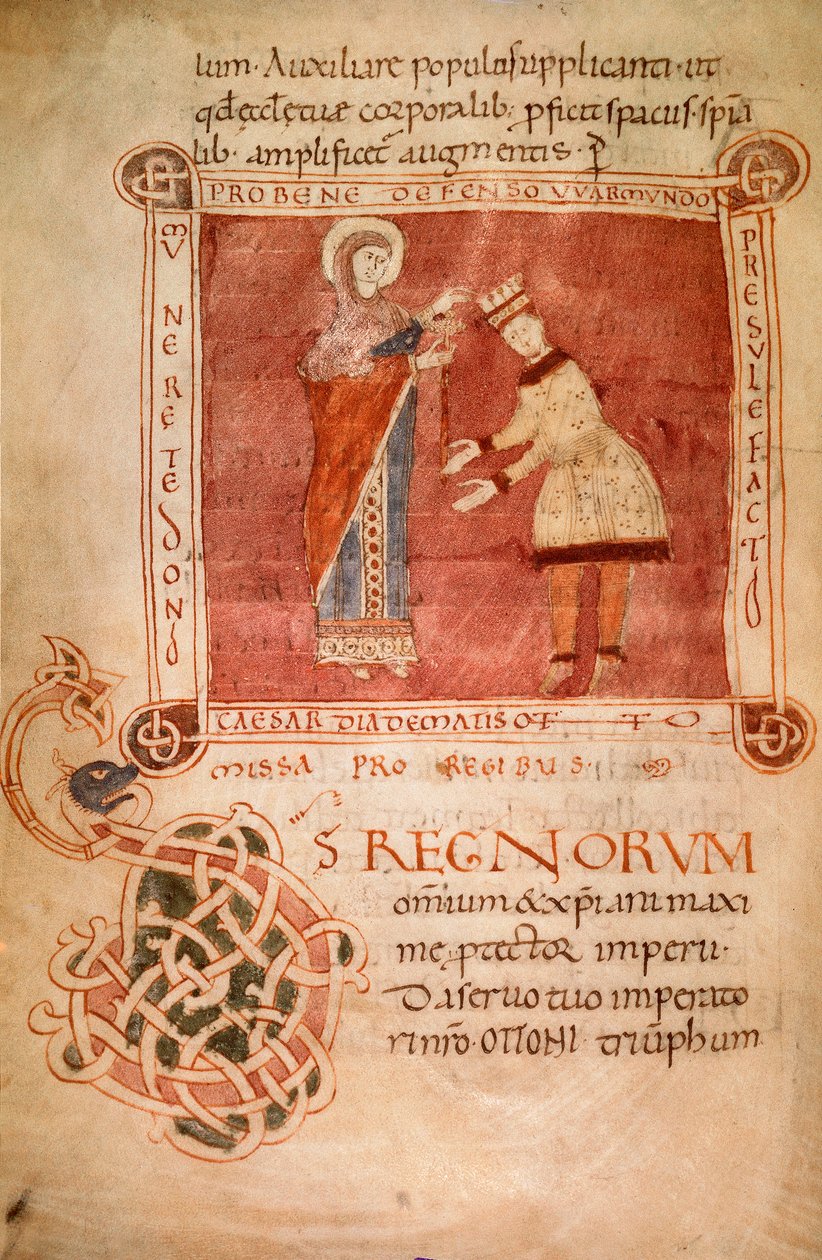 Ota I. korunovaný Pannou Marií, ze svátosti biskupa Warmonda (vellum) od Italian School