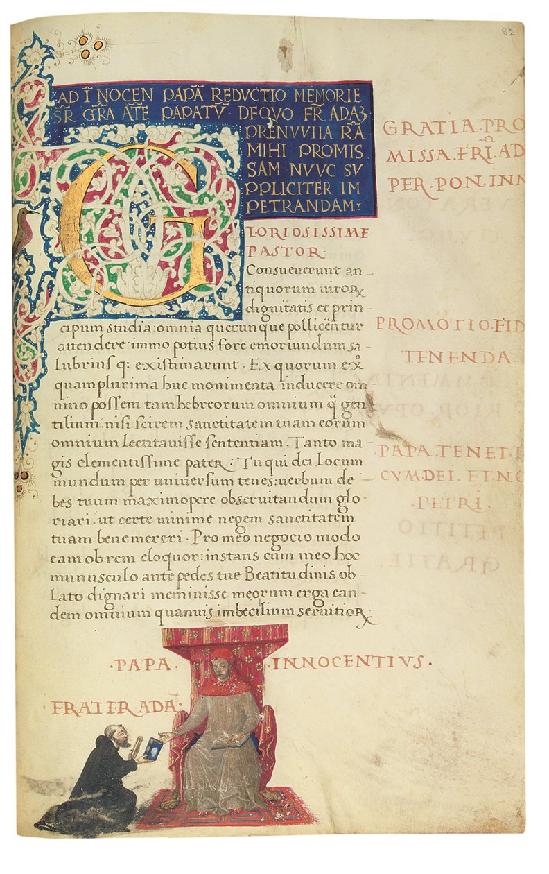 PSEUDO-ARISTOTLE, Secreta secretorum; "MARDOCHEUS IUDEUS", Epistola ad Alexandrum de cognitione veri dei; ADAM DE MONTALDO (fl. cca 1450-1495), Divinitus prolata iudicia sive premonita; Quedam alia summatim posita iudicia, Řím, cca 1490 (tuš a barva na vel od Italian School