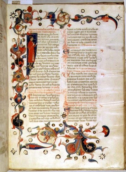 Strana textu popisujícího kapitulaci členů vévodské rady (pergamen) od Italian School