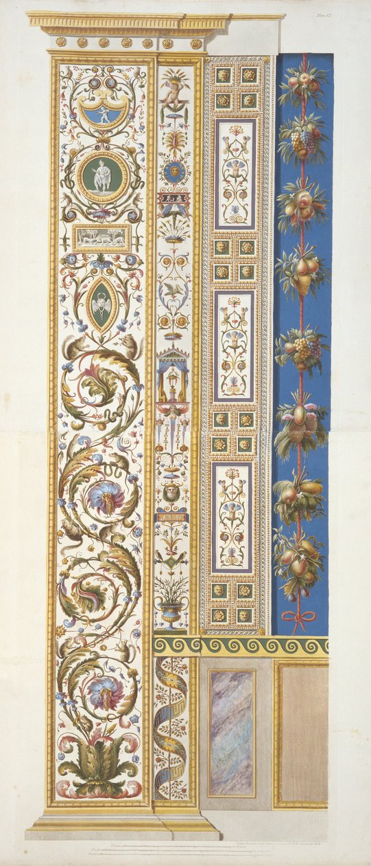 Panel z Raphael Loggia ve Vatikánu, z Delle Loggie di Rafaele nel Vaticano, rytý Giovanni Ottaviani (asi 1735-1808), publikováno asi 1772-77 (ručně kolorovaná rytina) od Italian School