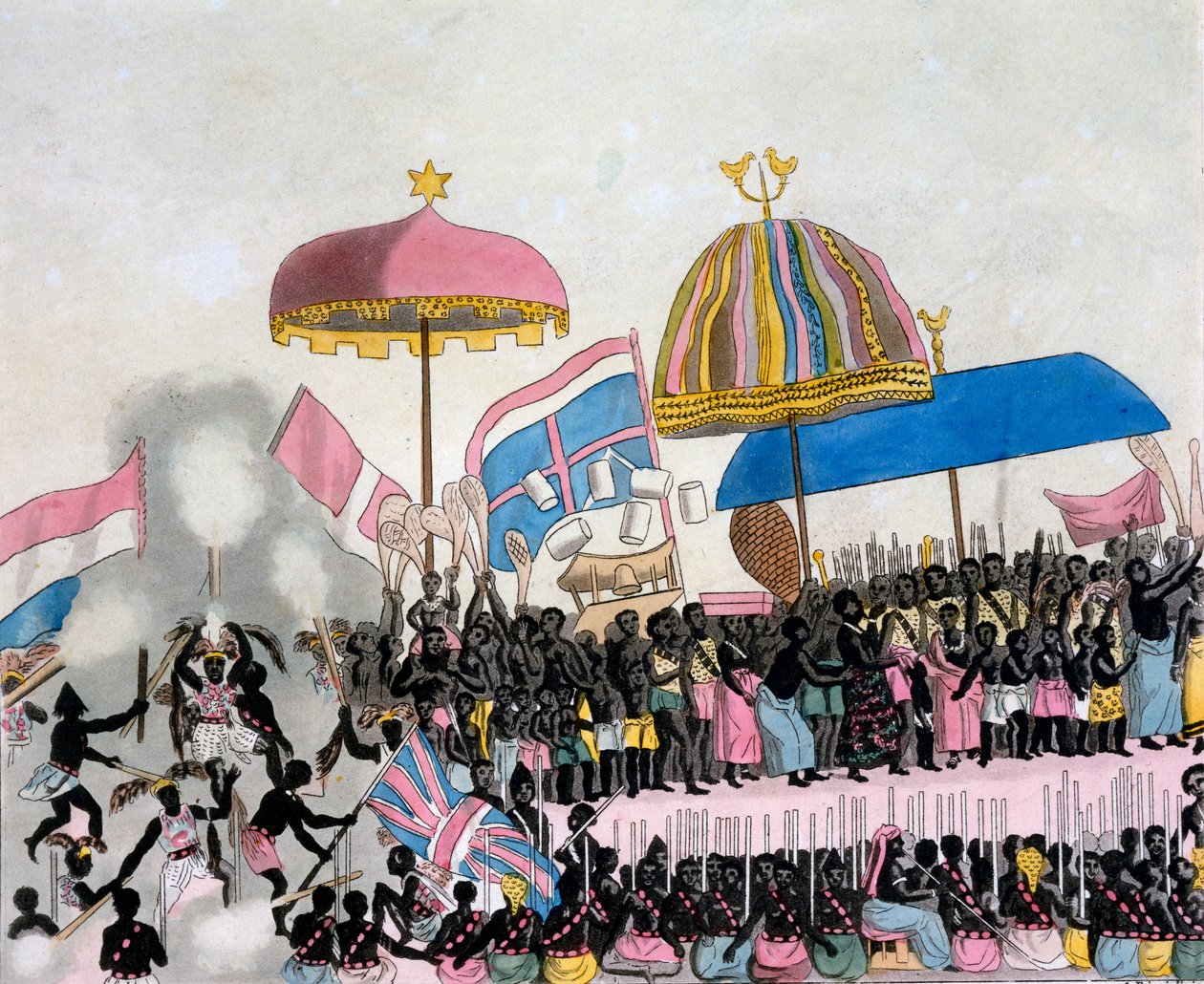 Panoramatický pohled na Yam Custom, z Costumi dei... Giulio Ferrario, cca 1820-30s od Italian School