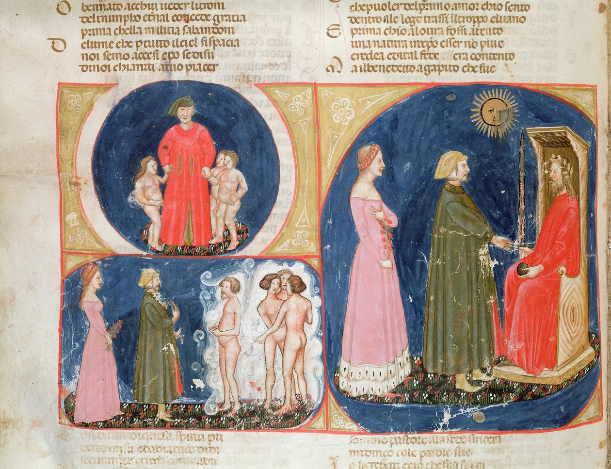 Paradiso VI f.56v Rozhovor s Justinianem, z Božské komedie od Dante Alighieriho (1265-1321) od Italian School