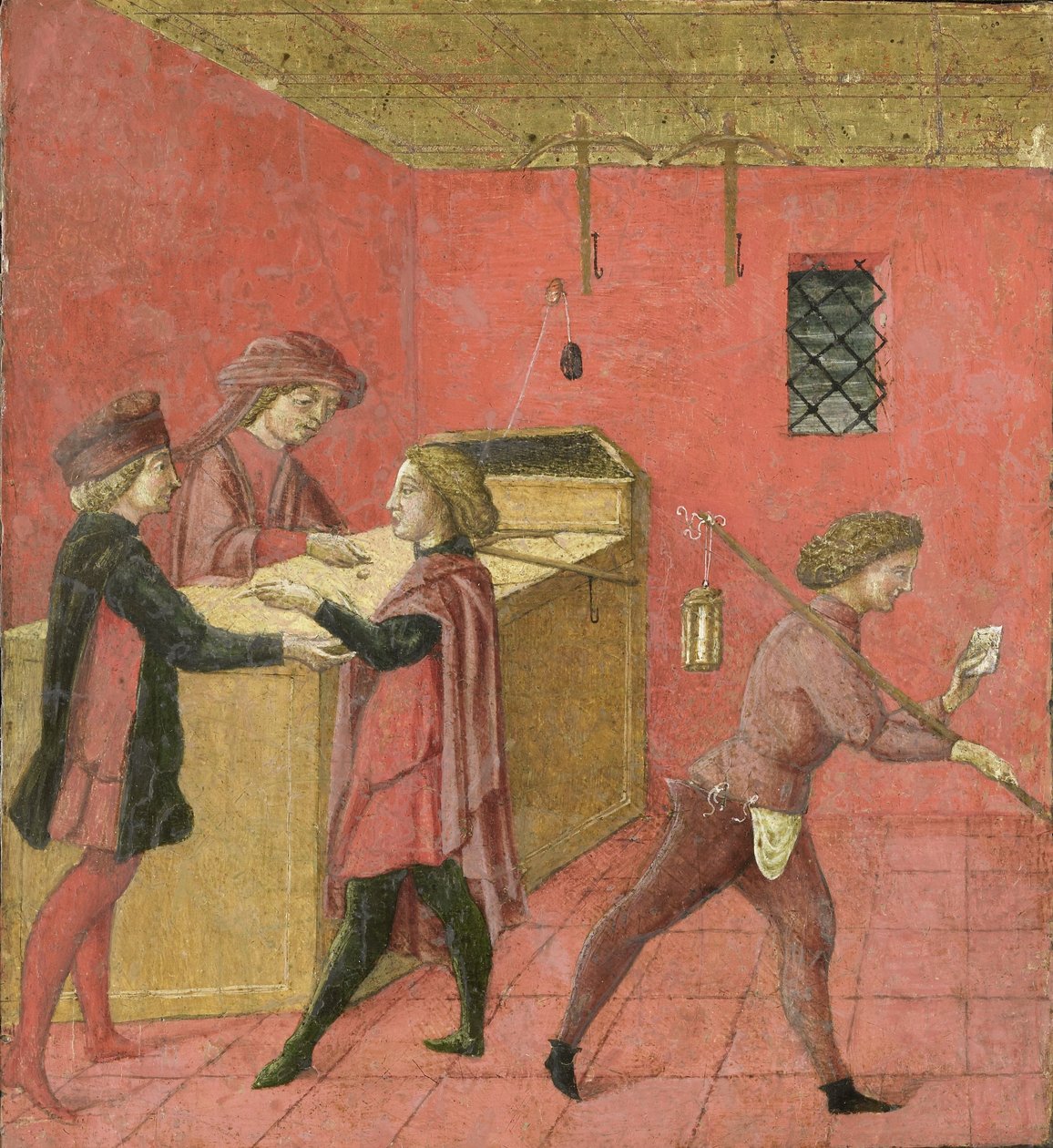 Výplata platů nočním hlídačům v Camera del Comune v Sieně, 1440-60 (tempera na panelu) od Italian School