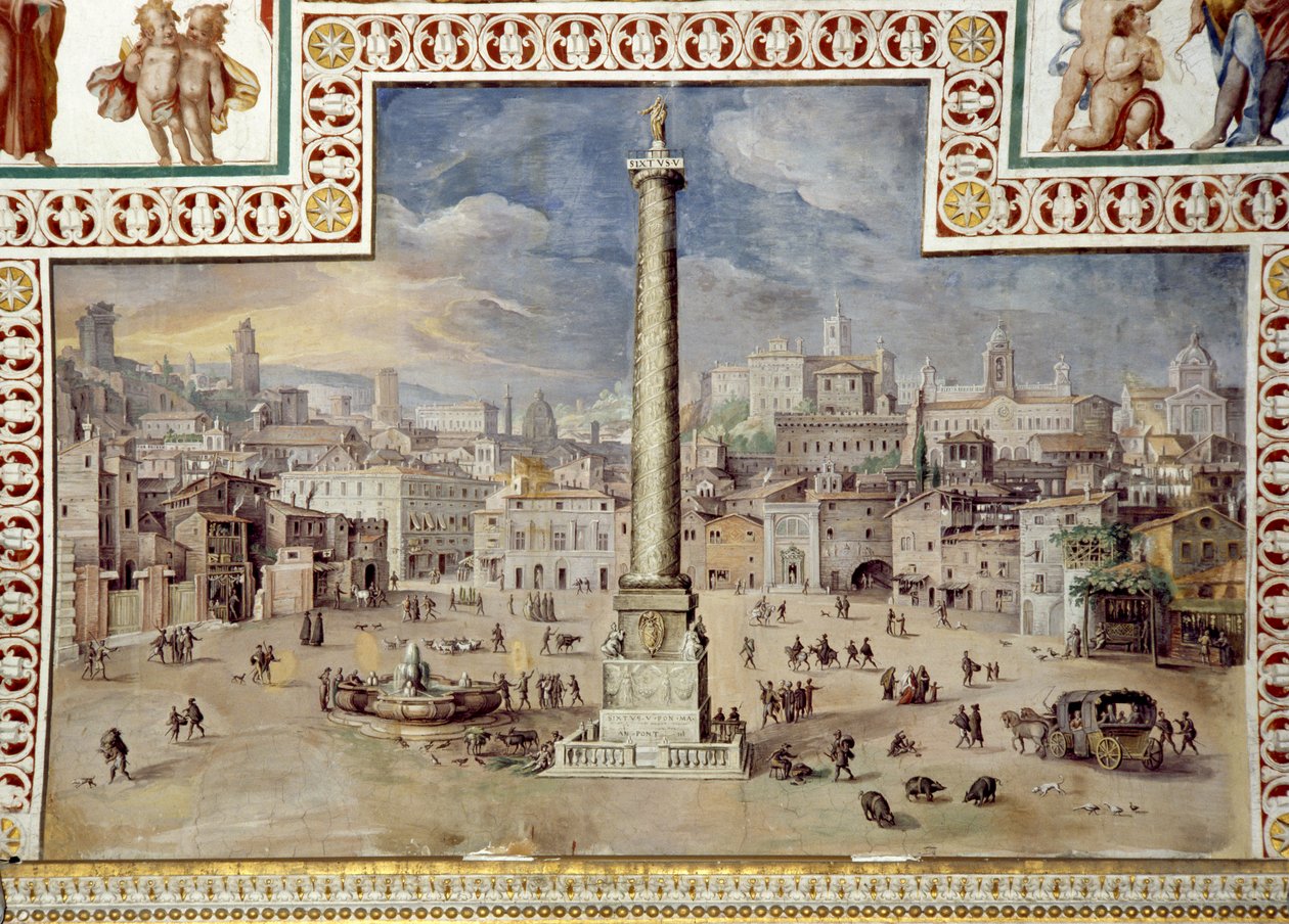 Piazza Colonna, Řím od Italian School