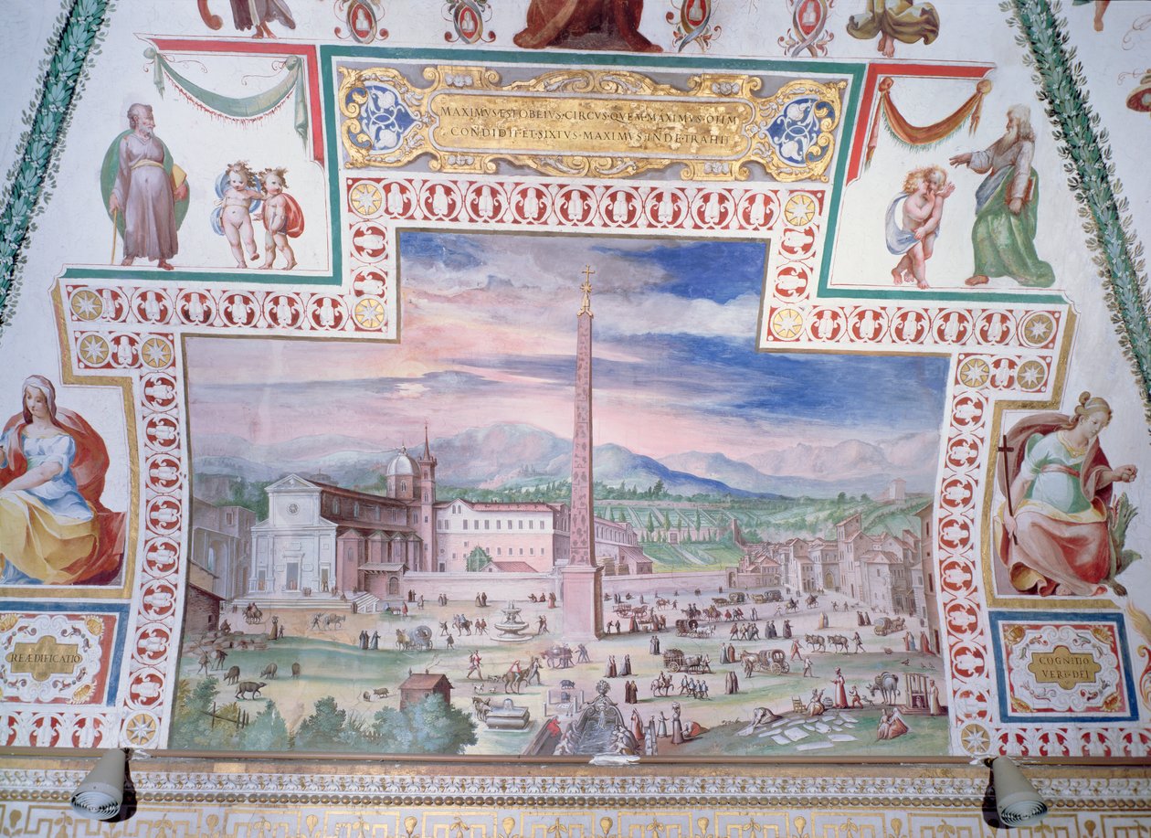 Piazza del Popolo, za vlády papeže Sixta V od Italian School