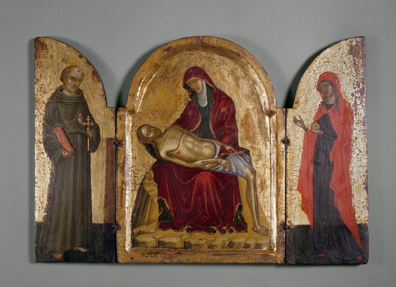 Pieta se sv. Františkem a Máří Magdalénou, 14. století (panel) od Italian School