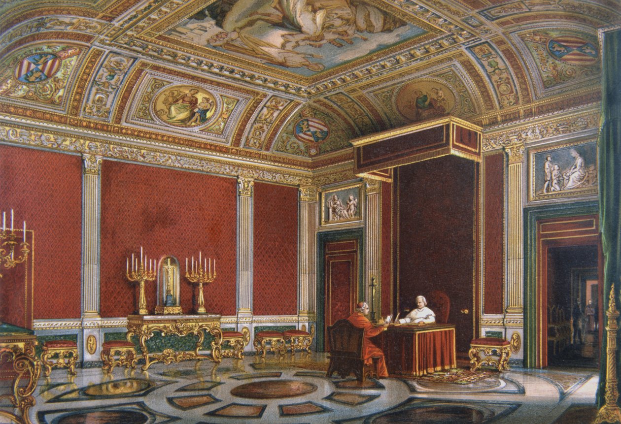 Pia IX. v papežské audienční síni v Quirinale od Italian School