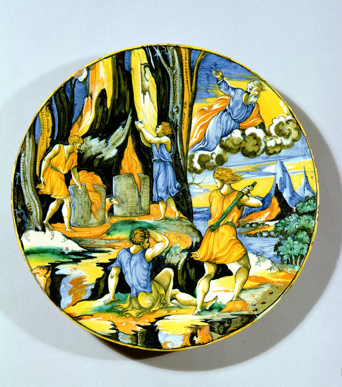 Deska zobrazující Kaina zabíjejícího Abela, Rimini, polovina 16. století (maiolica) od Italian School