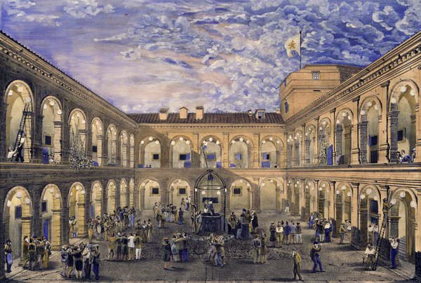Političtí vězni v pevnosti Civita Castellana v noci 21. června 1846 udělili amnestii na korunovaci papeže Pia IX. (litho s wc) od Italian School