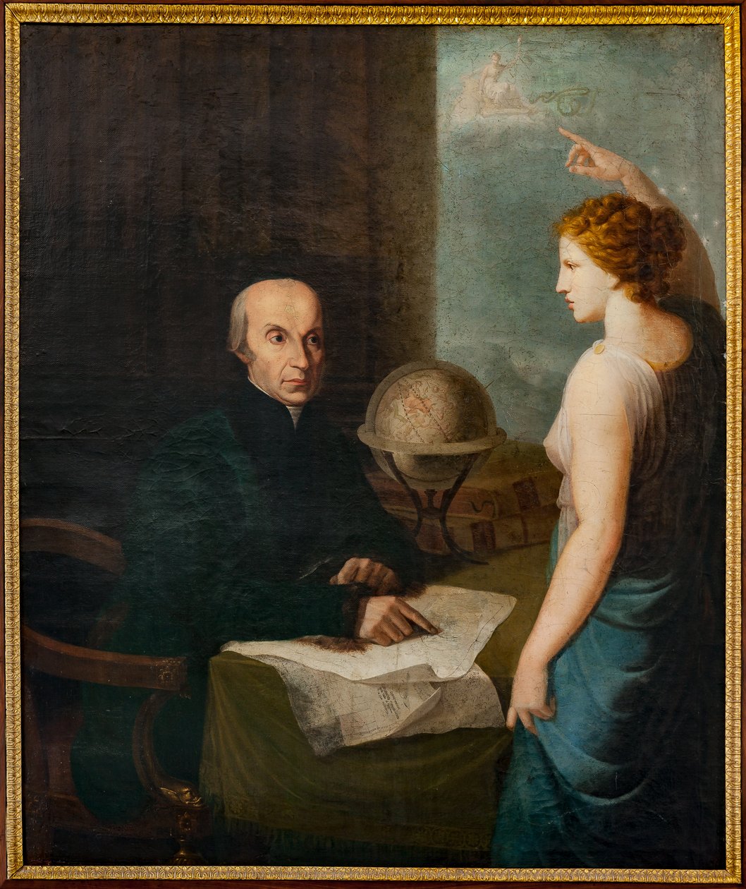 Portrét astronoma Giuseppe Piazzi, Astronomická observatoř "Giuseppe Piazzi", věž Pisana od Italian School