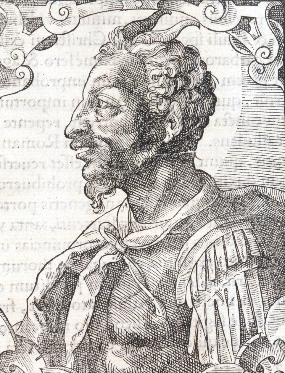 Portrét Attily z díla Bernardina Coria " " Elogia Virorum Illustris " ", Milán 16. století. od Italian School