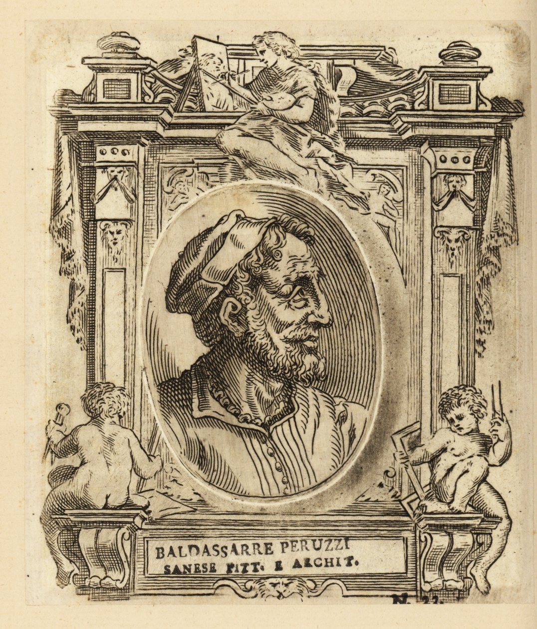 Portrét Baldassare Tommaso Peruzzi, italský architekt a malíř, narozený nedaleko Sieny od Italian School