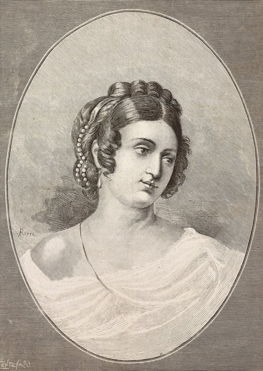 Portrét Costanzy Monti (1792-1840), italský básník, rytina Centenari z L