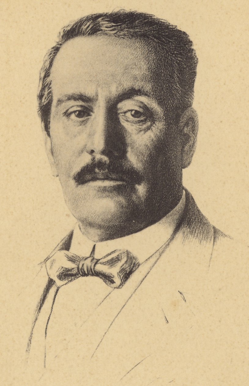 Portrét Giacoma Pucciniho (litografie) od Italian School