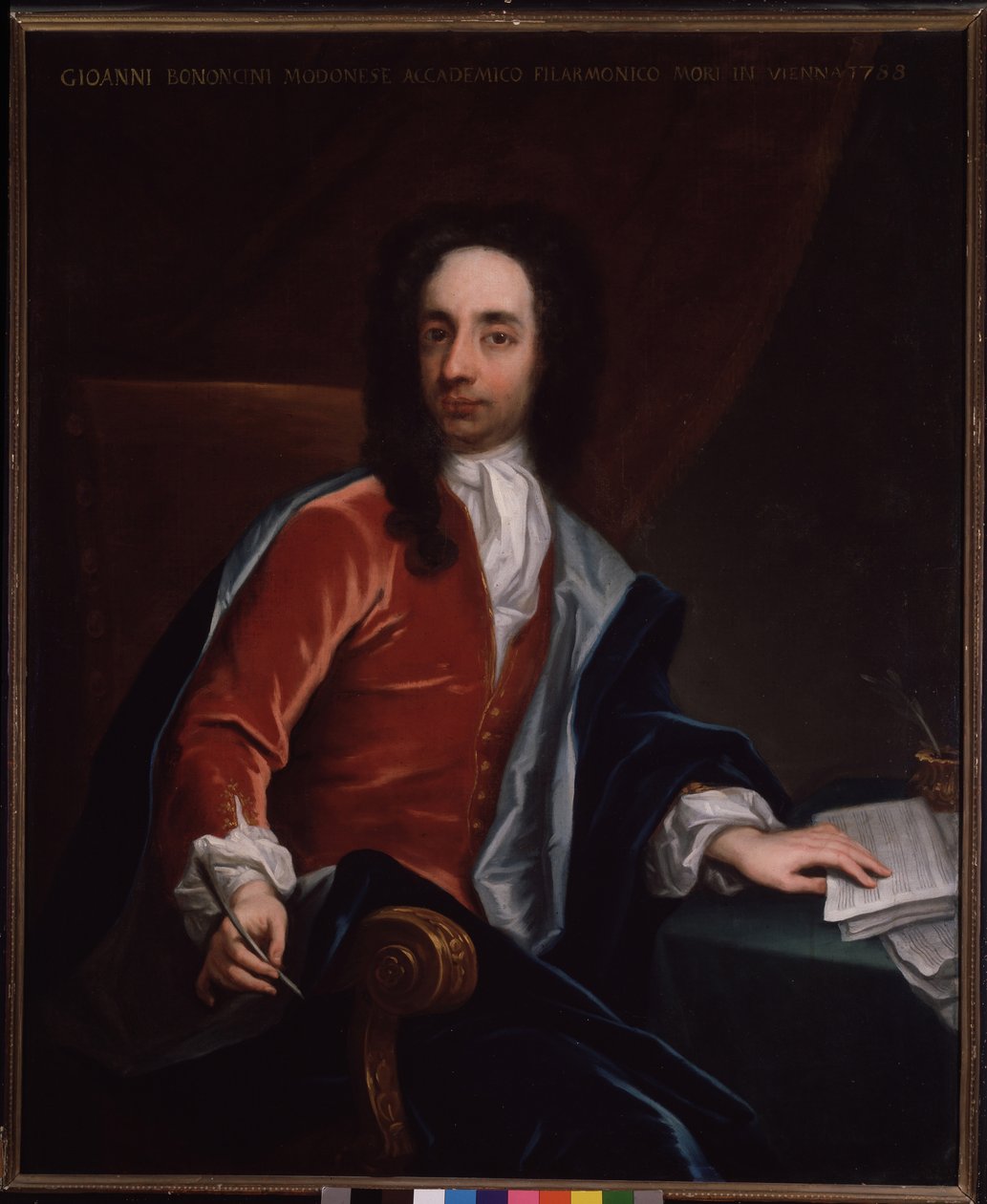 Portrét Giovanni Battista Bononcini (1670-1747), italský barokní skladatel a violoncellista od Italian School
