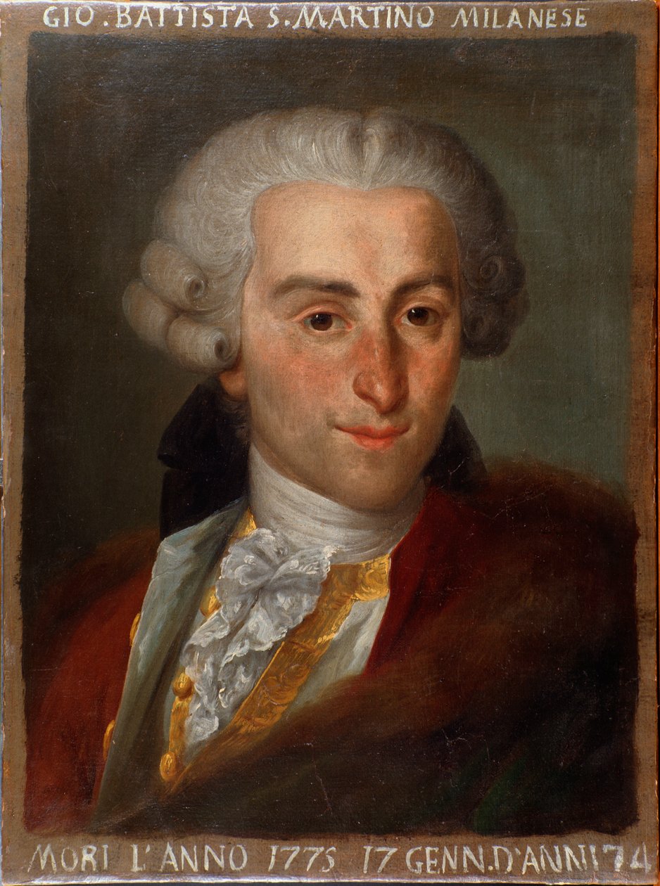 Portrét Giovanniho Battisty Sammartiniho (1700-1775), italského skladatele. od Italian School