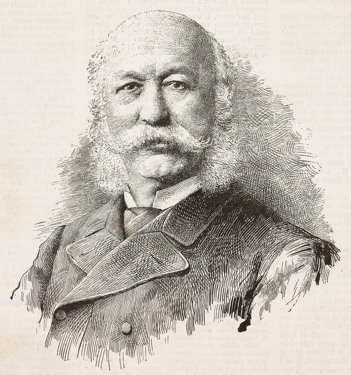 Portrét Girolama Cantelliho (1815-1884), italského vlastence a politika, rytina z fotografie Baroni a Gardelli, z L